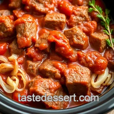 My Grandmother's Easy Slow Cooker Beef with Rich Tomato Sauce Recipe Card