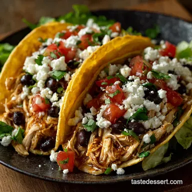 Slow Cooker Chicken Black Bean Tacos: Faff-Free Weeknight Dinner Recipe Card