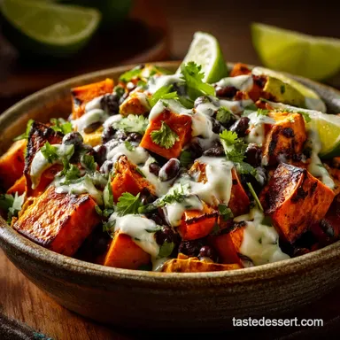 Roasted Sweet Potato Black Bean Bowls with Creamy Lime Drizzle Recipe Card