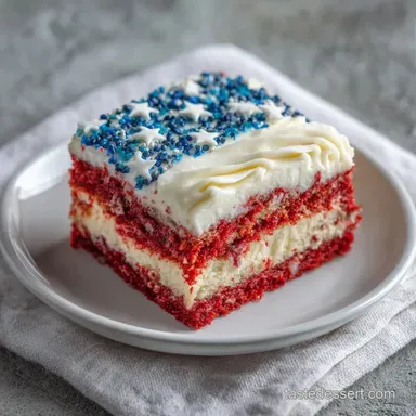 Sour Cream Flag Cake for 20 Servings Recipe Card