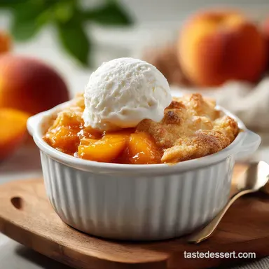 Southern Peach Cobbler: No-Stir Golden Baked Topping Recipe Card