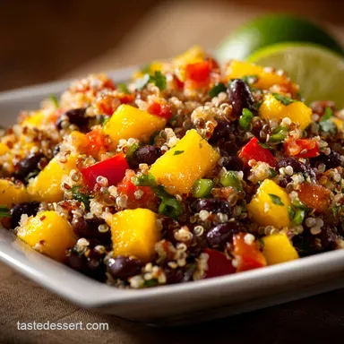 Southwestern Black Bean Quinoa and Mango Medley Zesty Vegan Salad Recipe Card