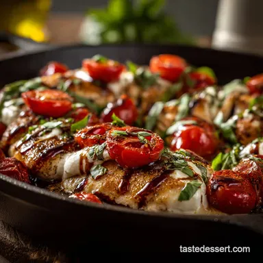 Caprese Chicken Skillet 40Minute OnePan Weeknight Dinner Recipe Card