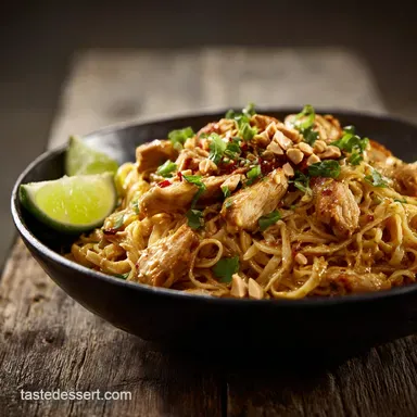 Peanut Noodles With Chicken: Speedy Satay-Style Recipe Recipe Card
