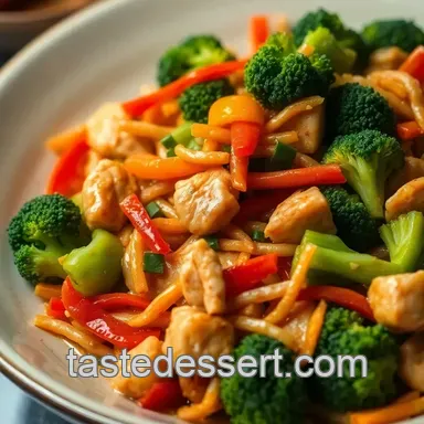 Spicy Hunan Chicken Stir-Fry with Peppers and Onions presentation