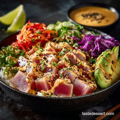 Spicy Poke Bowls: Creamy Ahi Tuna Recipe Ready in 60 Mins Recipe Card