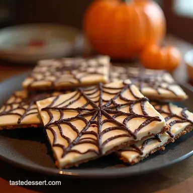 Easy Halloween Spiderweb Bark My GoTo Party Dessert Recipe Card