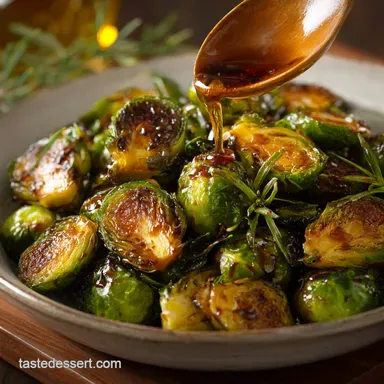sticky maple soy roasted brussels sprouts roasted Best Sticky Side Dish Recipe Card