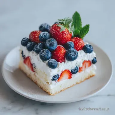 Strawberry and Blueberry Flag Cake for 16 Recipe Card