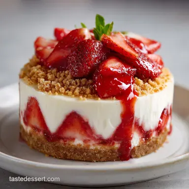 Strawberry Crunch Cheesecake Recipe 2 with Crunch Topping Recipe Card