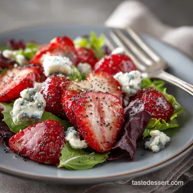 Strawberry and Gorgonzola Salad with Poppy Seed Dr 15-Minute Easy Recipe Recipe Card
