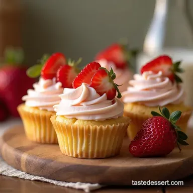 Fluffy Strawberry Shortcake Cupcakes with Cream Cheese Frosting Recipe Card