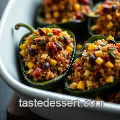 Irresistible Stuffed Pasilla Peppers with Quinoa & Black Beans Recipe Card