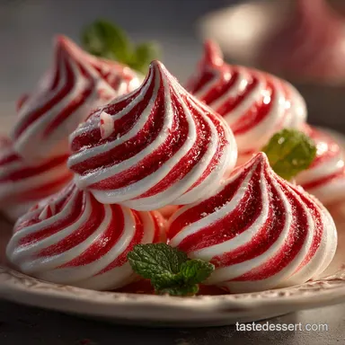 Festive Peppermint Meringues Glossy Swirl Kisses That Melt in Your Mouth Recipe Card