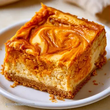 Swirled Pumpkin Cheesecake Bars: Baked Recipe Card