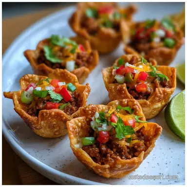 Taco Wonton Cups: Ultra-Crispy Baked Fiesta Bites Ready in 30 Mins Recipe Card