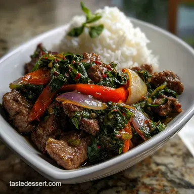 Thai Basil Beef StirFry WokTossed Flavors: 20-Minute Meal Recipe Card