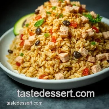 Tuna Avocado Crispy Rice Salad presentation