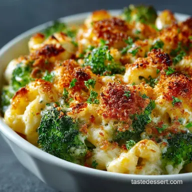 Ultimate Baked Broccoli Macaroni and Cheese Recipe with Panko Crunch Recipe Card