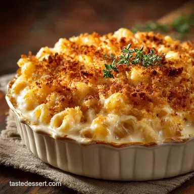 The Best Homemade Mac and Cheese Recipe Creamy Baked with Crisp Topping Recipe Card