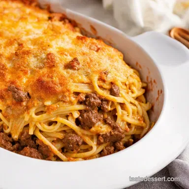 Easy Cheesy Beef Baked Spaghetti KidApproved Comfort Recipe Card