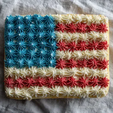 Vanilla Flag Sheet Cake for 20 Servings Recipe Card