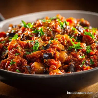 Eggplant and Tomato Sauce Rich Velvety Italian Ragu Recipe Recipe Card