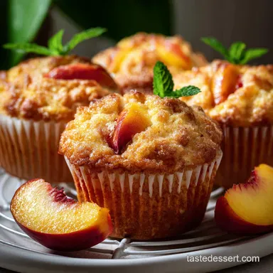 Peach Muffins with Yogurt Ready in 30 Min Recipe Card