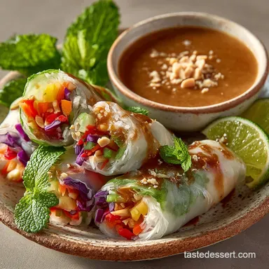 Fresh Spring Rolls Recipe Authentic Gỏi Cuốn with Creamy GingerPeanut Sauce Recipe Card