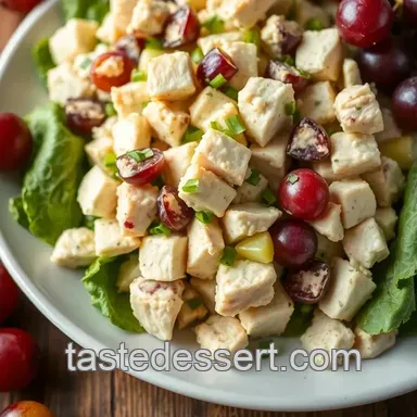 Waldorf Chicken Salad with Grapes and Toasted Almonds presentation