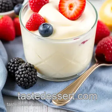Whisked Vanilla Pudding with Berries Delight presentation