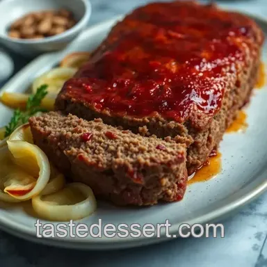 Worcestershire-Glazed Meatloaf with Roasted Root Vegetables presentation