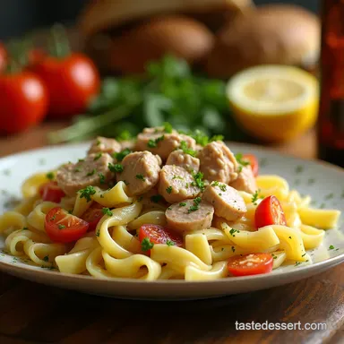 Easy Creamy Zesty Tuna Pasta Salad High Protein Meal Prep Friendly Recipe Card