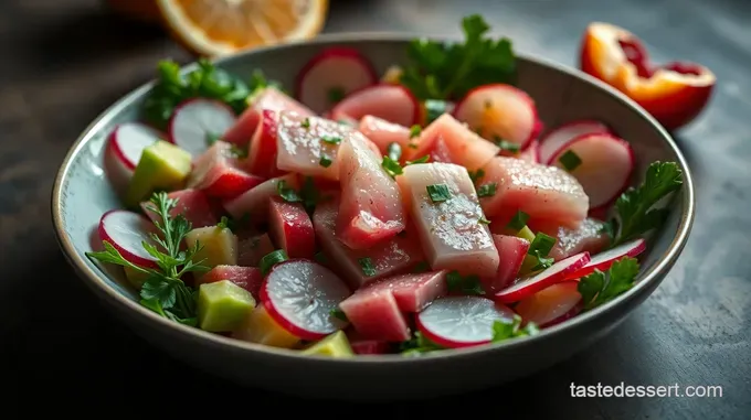 Citrus-infused Crudo with Avocado and Radish