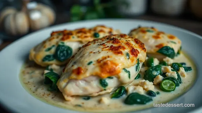 Creamy Artichoke & Spinach Dip-Stuffed Chicken Breast