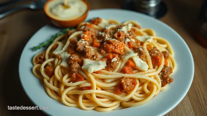 Creamy Fettuccine Alfredo with Hearty Ragu Sauce