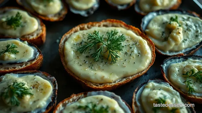 Smoked Oyster Crostini with Lemon-Dill Butter