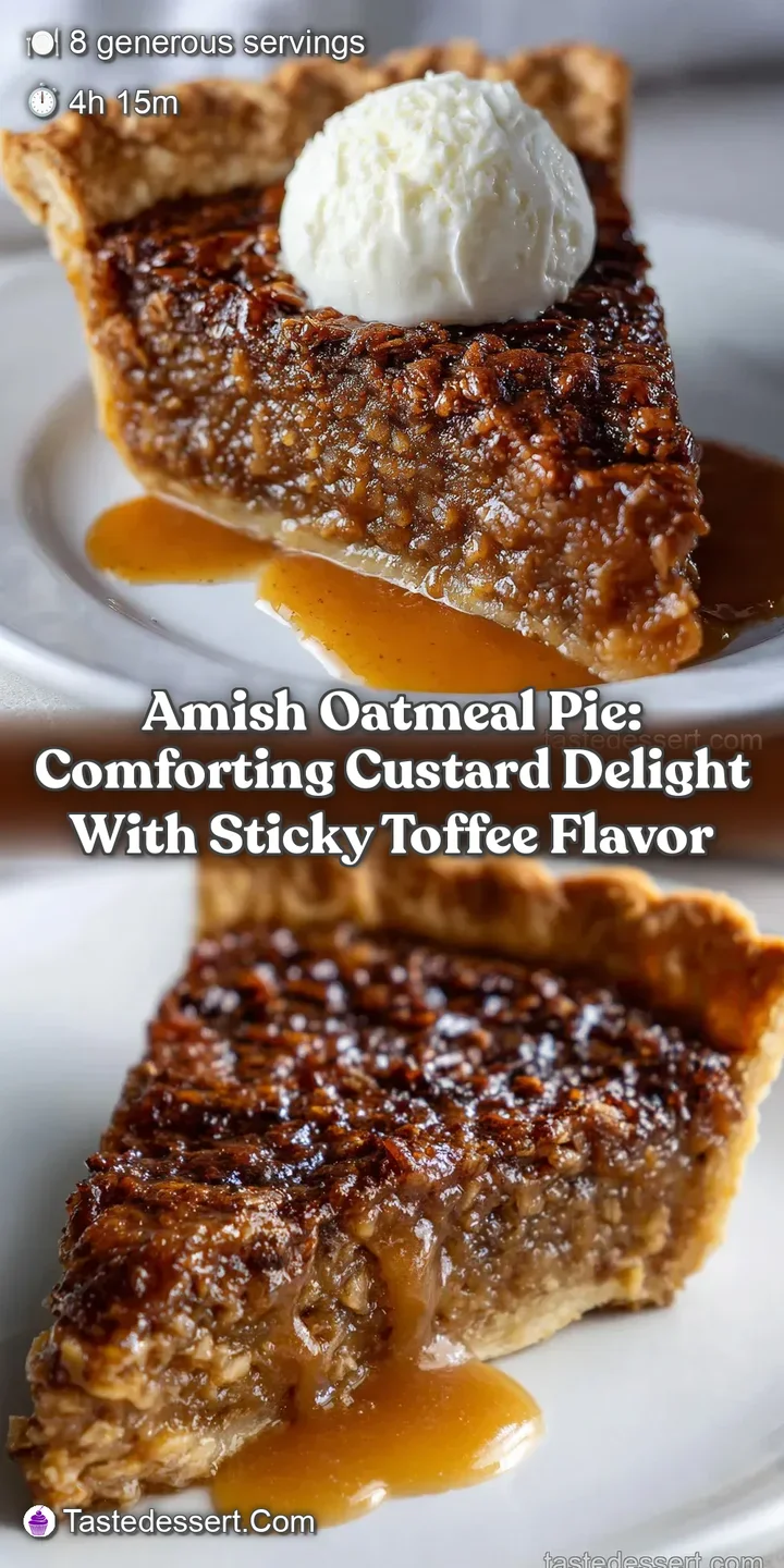 Amish Oatmeal Pie: Comforting Custard Delight with Sticky Toffee Flavor