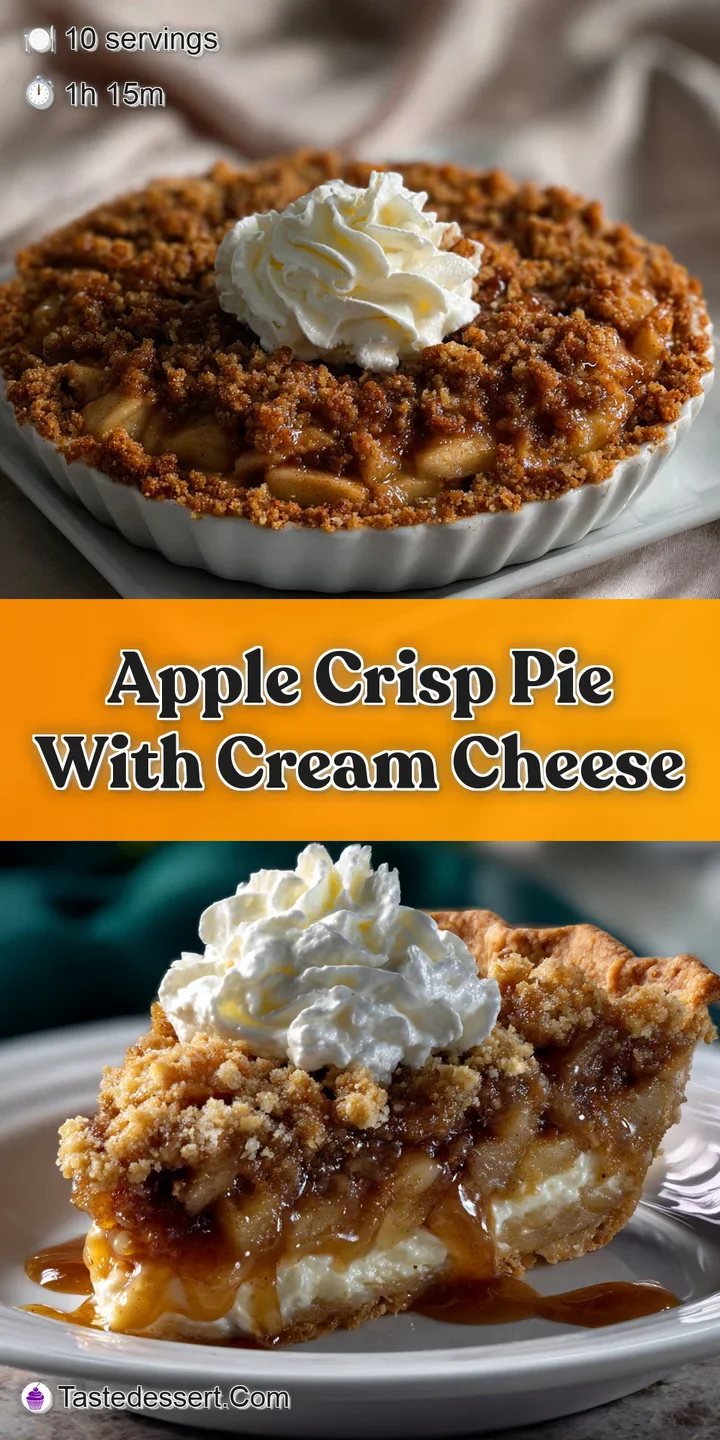 Close-up of a warm, bubbly apple crisp pie. Streusel topping with toasted edges, revealing the soft, tender baked apple fi...