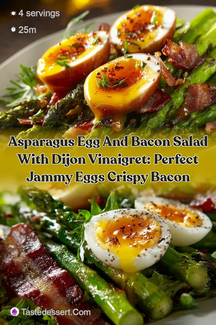 Asparagus Egg and Bacon Salad with Dijon Vinaigret: Perfect Jammy Eggs Crispy Bacon