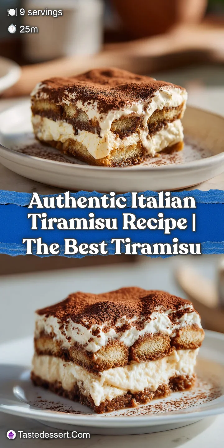 Rich, velvety mascarpone topping contrasts with moist, coffee-infused cake, sprinkled with dark cocoa.