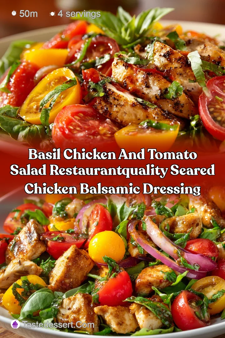 Basil Chicken and Tomato Salad RestaurantQuality Seared Chicken Balsamic Dressing