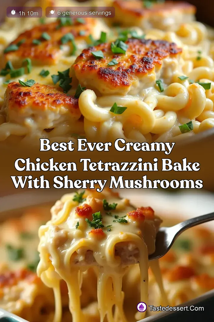 Best Ever Creamy Chicken Tetrazzini Bake with Sherry Mushrooms