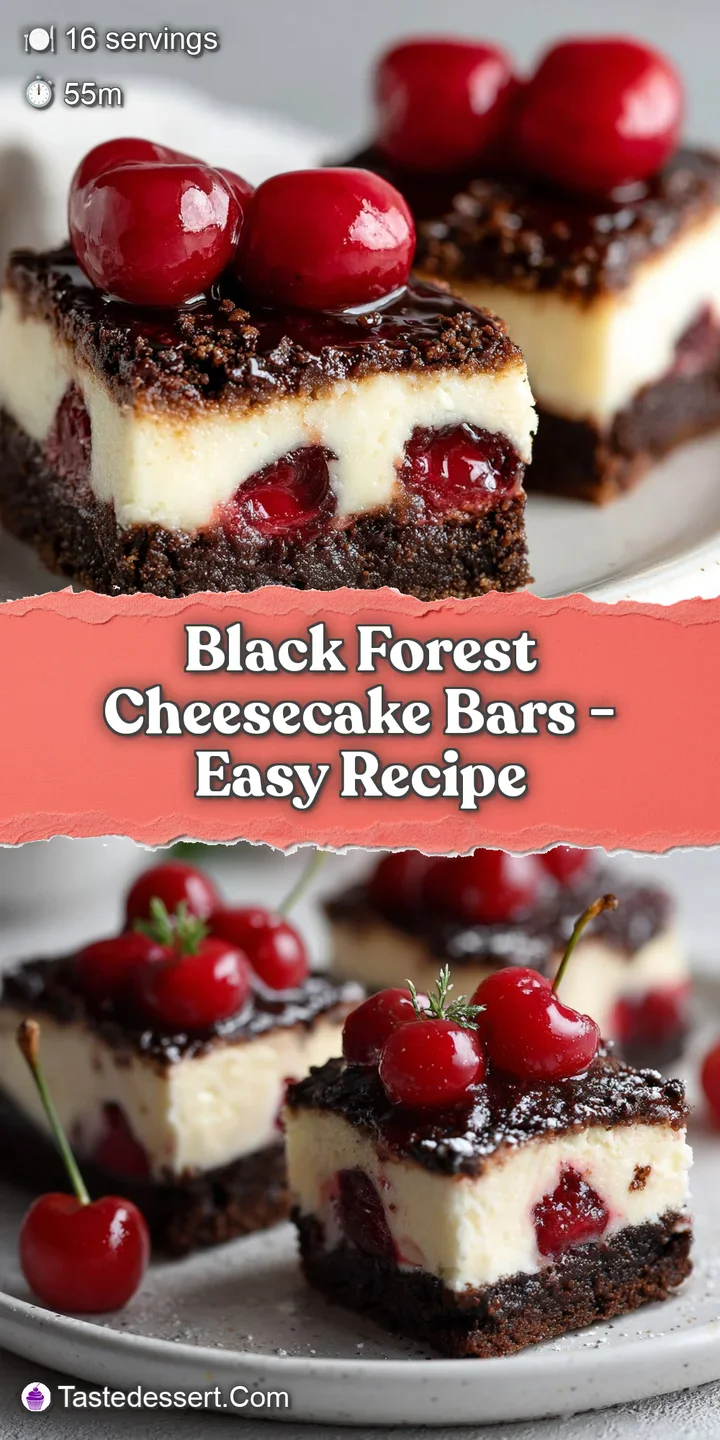 Close-up of creamy Black Forest cheesecake filling, showcasing a rich, dark chocolate swirl, juicy cherries, and a crumbly...