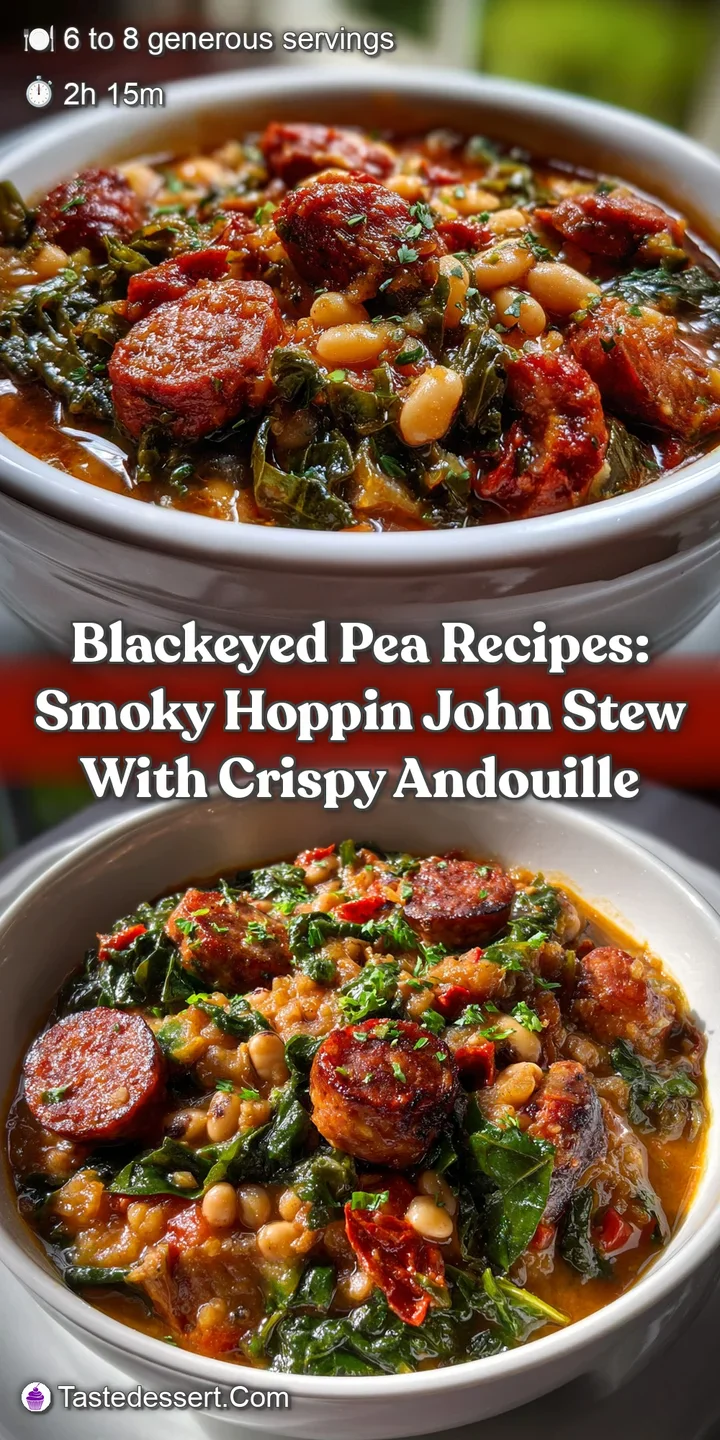 Blackeyed Pea Recipes: Smoky Hoppin John Stew with Crispy Andouille