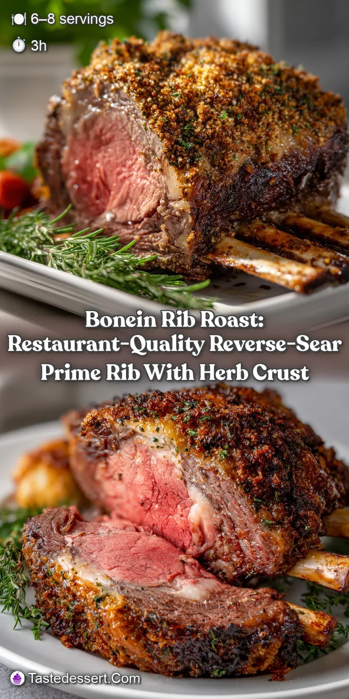 BoneIn Rib Roast: Restaurant-Quality Reverse-Sear Prime Rib with Herb Crust