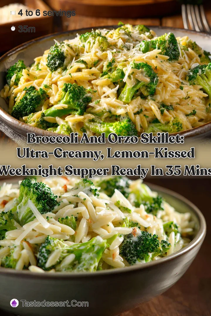 Broccoli and Orzo Skillet: Ultra-Creamy Lemon-Kissed Weeknight Supper Ready in 35 Mins