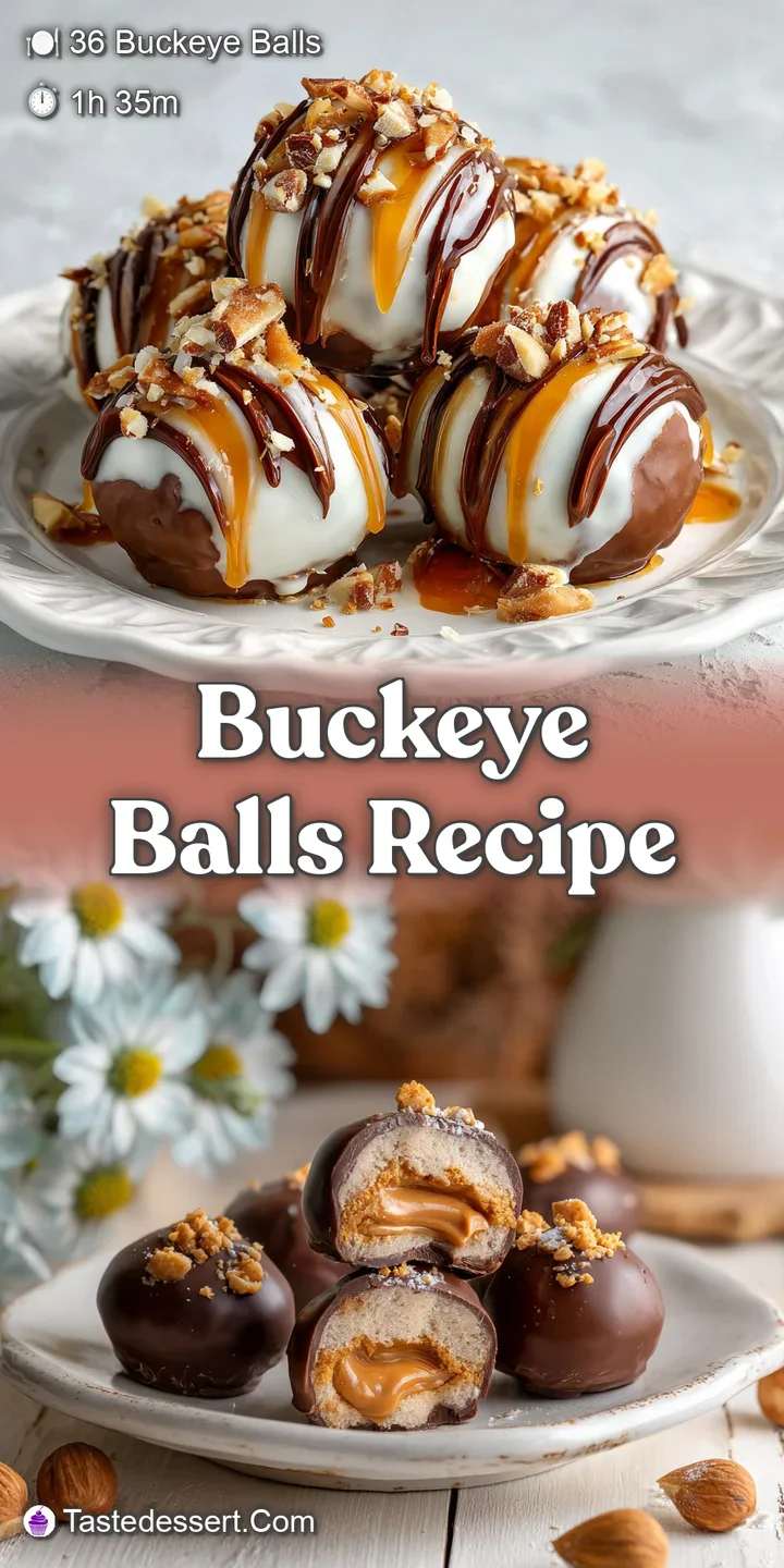 Close-up of a buckeye ball revealing the smooth peanut butter center and the crack of the dark chocolate shell.