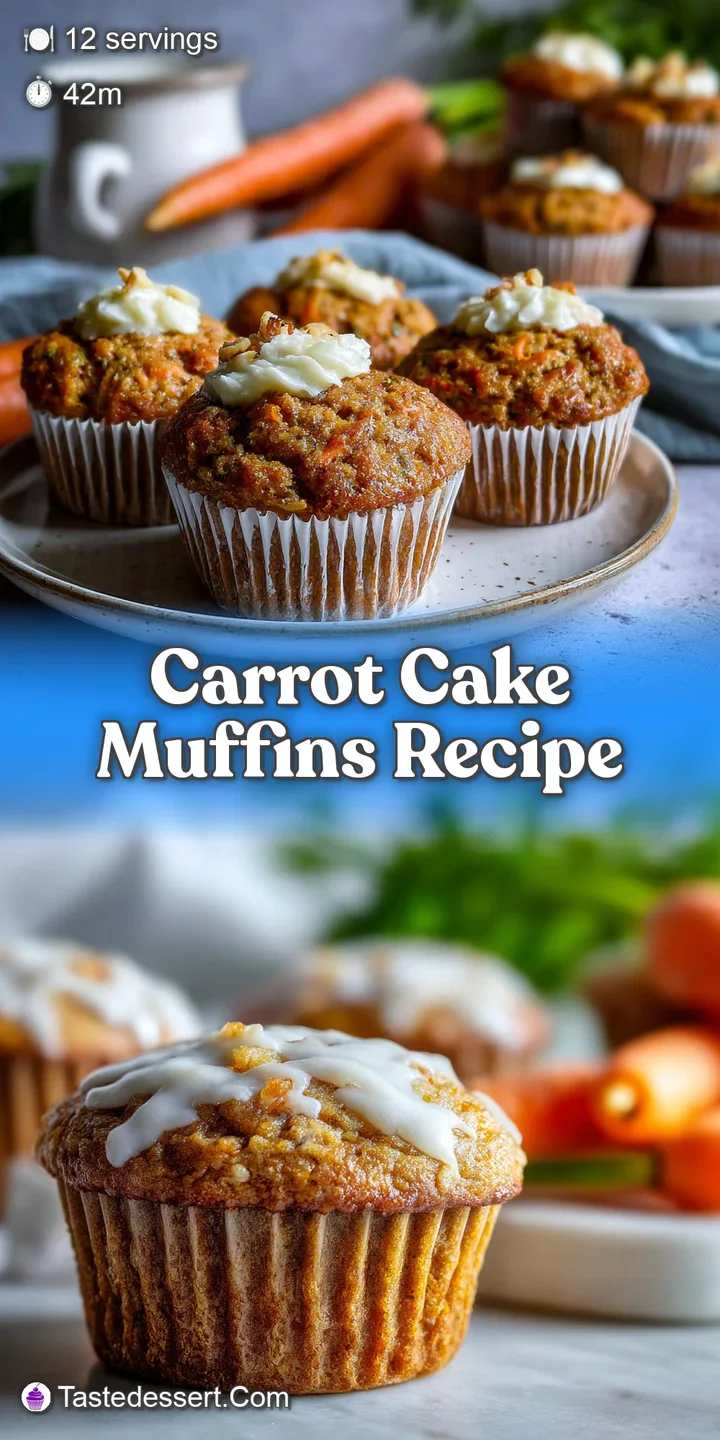 Close-up of a moist carrot muffin, bursting with shredded carrots, with creamy frosting detail. Hints of cinnamon and spic...
