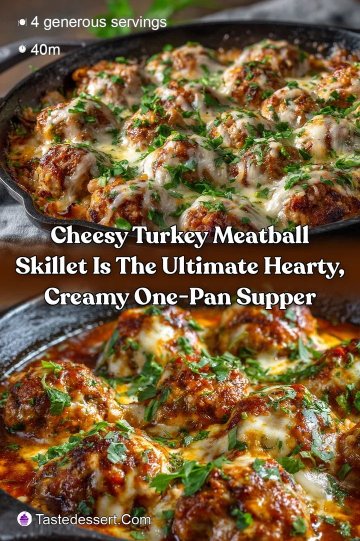 Cheesy Turkey Meatball Skillet is the Ultimate Hearty Creamy One-Pan Supper